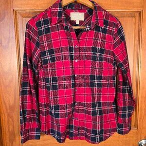 Banana Republic Soft Wash Women’s Plaid Flannel long sleeve button down shirt XS